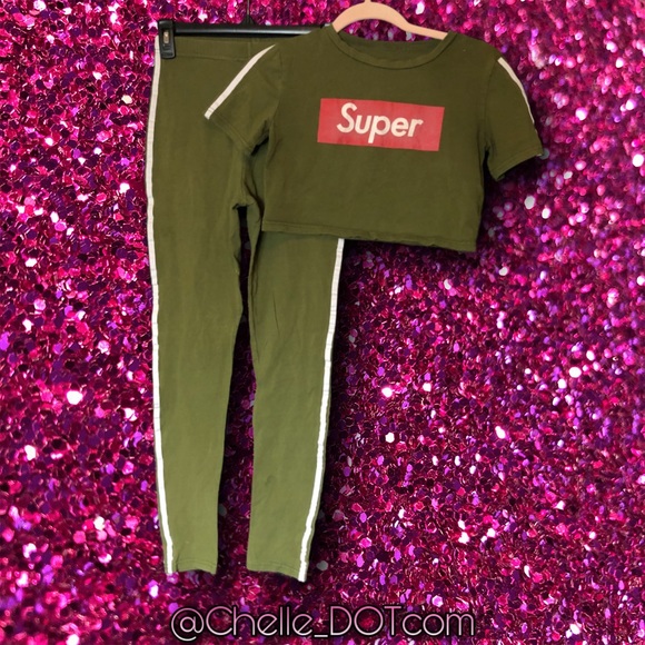 JNK Pants - Olive Green “Super” Crop Top & Leggings